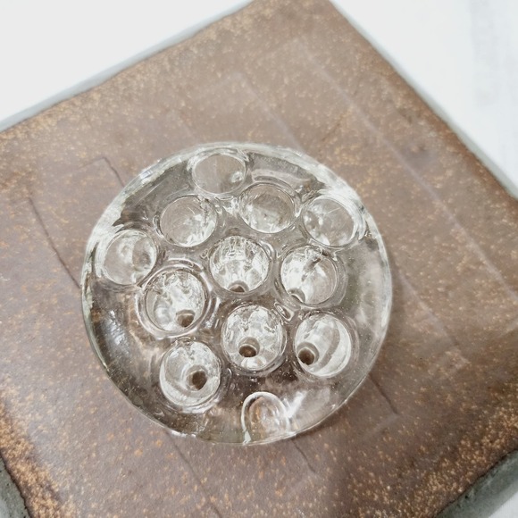 Vintage Handblown Clear Glass Flower Frog Footed Floral Arrangements - Picture 1 of 14
